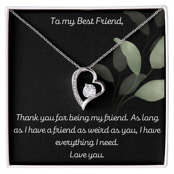 To My Bestie Friendship Necklace 14k White Gold Message Etsy