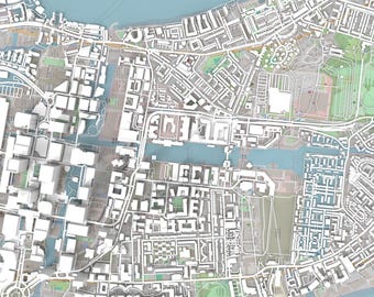 The Isle of Dogs London England - 3d model STL - digital file for 3D printing - Topographic map