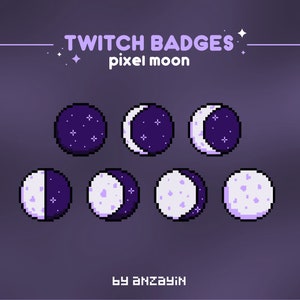 Pixel Moon Badges // Sub & Bit