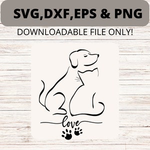 Cat and Dog SVG, svg, Pet svg files, Cat and Dog PNG, Cat and Dog EPS, Cat and Dog dxf, Digital Download, Digital File for Cricut/Silhouette