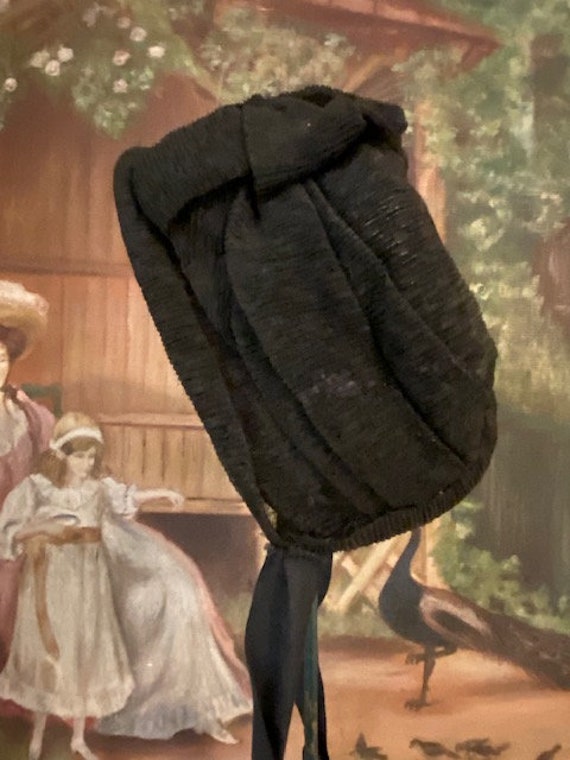 Antique Victorian Silk Crepe Child's Mourning Bon… - image 5