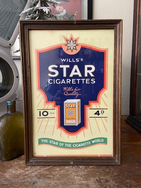 Vintage UK Will's Star Cigarettes Advertising Sign
