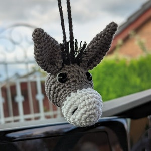 Handmade Crochet Donkey Car Charm - 100% Cotton - Car Accessory - Donkey Charm - Car Gift