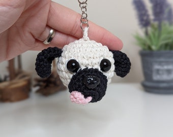Handmade Crochet Dog Keyring or Bag Charm - 100% Cotton - Amigurumi