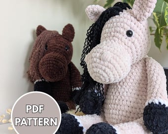 Crochet Horse Pattern PDF | Plush Pony Tutorial | Amigurumi Soft Toy Horse