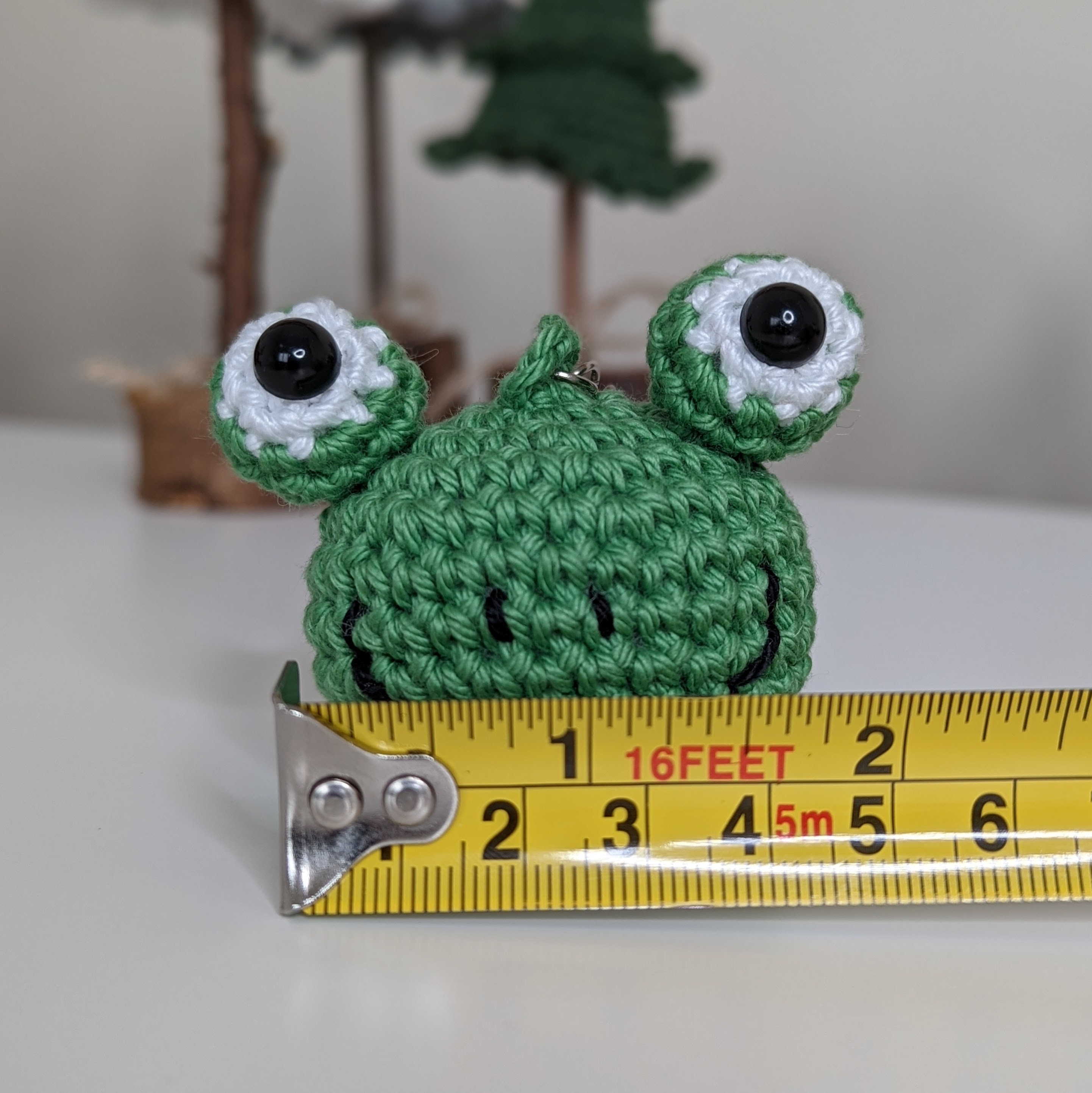 CrochetbyGreta Handmade Crochet Frog Keyring or Bag Charm | Amigurumi Frog | Handmade Gift