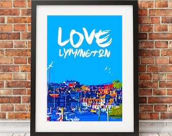 Lymington - Signierter Limitierter Druck - Reise kunst retro Meer Poster Strand Druck