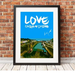 Charlestown - a Signed limited edition print - travel art retro seaside poster beach print retro deco