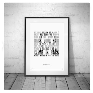 THUNDER ROAD - poster song lyrics words wall Limited Edition Print typography art music album cd