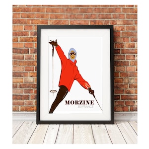 Morzine - Collection de style rétro vintage Ski France voyage art affiche rétro voyage snowboard skiprint