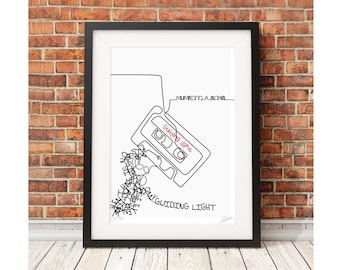 Mumford & Sons - Guiding Light - limited edition print - song lyrics cassette tape poster wall art personalised wedding birthday
