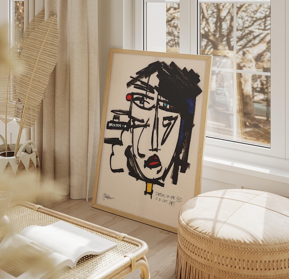 SIGNED and FRAMED Original Acrylic Painting A3 Mid-century Boho