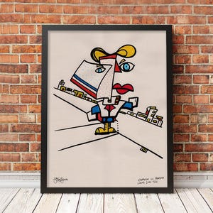 FRAMED ORIGINAL signed Acrylic by Steve Bonds - Margate contemporary impressionist bauhaus cubist abstract portrait mid century street art