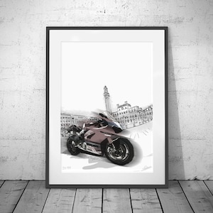 Ducati Panigale V4 S Corse - signed limited edition sketch motorbike motorcycle bike art print