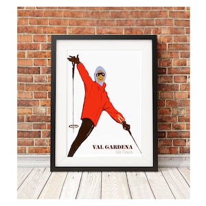 Val Gardena - Collection de style rétro vintage Ski Italie voyage art affiche rétro voyage snowboard skiprint