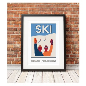 Dimaro - Val di Sole - Collection de style rétro vintage Ski Italie voyage art rétro affiche voyage snowboard skiprint