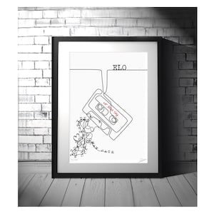 MR BLUE SKY - or your favourite song cassette tape poster lyrics wall art personalised wedding personalize minimalist line art Customisable
