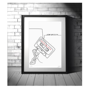 CUSTOM PRINT - your favourite song cassette tape poster lyrics wall art personalised wedding personalize minimalist line art Customisable