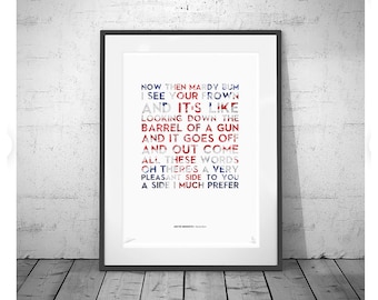 MARDY BUM - song lyrics - stunning limited Edition Prints words music typography