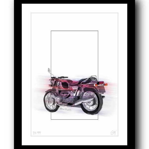 BMW R60/5 - signed limited edition motorcycle sketch art print