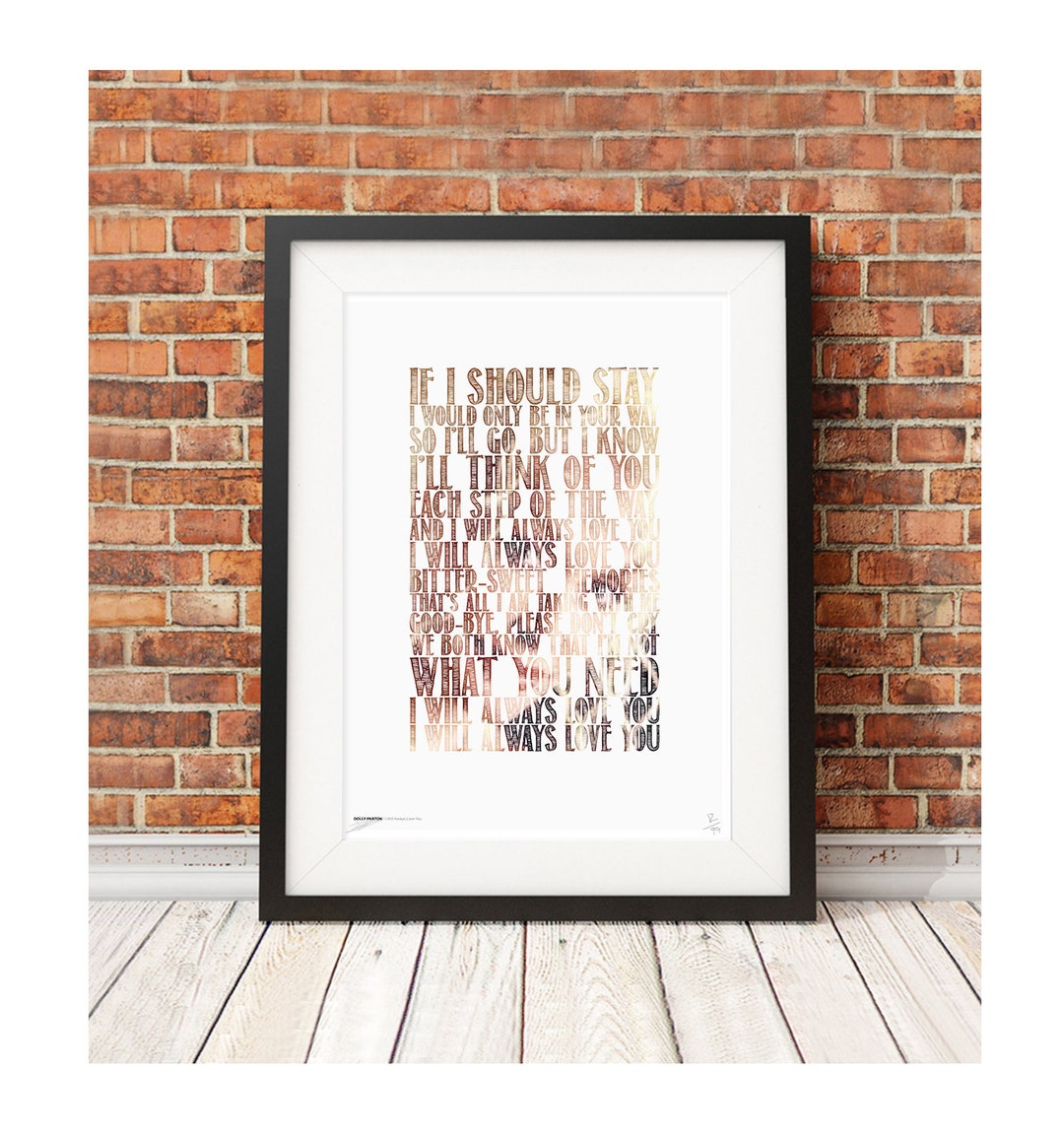 I Will Always LOVE YOU - Song Lyrics - Limited Edition A3 A4 Art Print ...