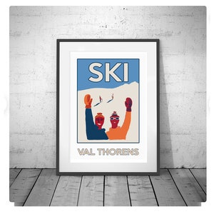 Val Thorens - Collection de style rétro vintage Ski France voyage art affiche rétro voyage snowboard skiprint