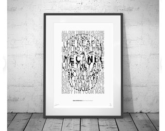 Don't Fear The Reaper - song lyrics - limited Edition A3 A4 art Print words cd vinyl audio birthday present music typography