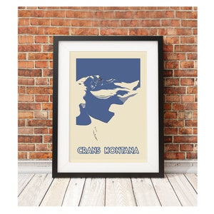Crans Montana- Collection de style rétro vintage Ski Suisse voyage art rétro affiche suisse voyage snowboard skiprint