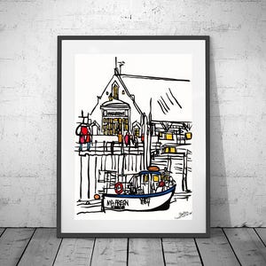 Wells-next-the-Sea - FRAMED ORIGINAL Oil Pastel painting on recycled card art - 42 x 60 cm in A2 frame - coast Norfolk boats sailing sea