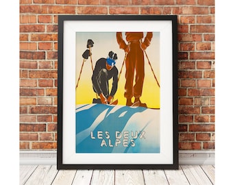 Médaille Vintage Les 2 Alpes - Autocollant Ski Station Sport D'hiver - LB081