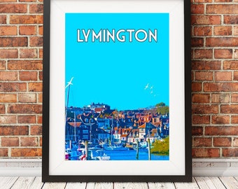 Lymington - Signierter Limitierter Druck - Reise kunst retro Meer Poster Strand Druck