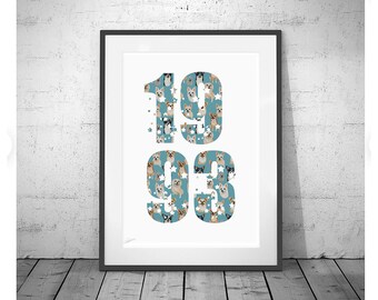 1993 Poster, Birth Year Print, Birthday Gift 1993, Birthday