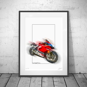 Ducati Panigale V4 S Corse - signed limited edition sketch motorbike motorcycle bike art print