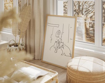TAPETEN - Gerahmt Limitierte Auflage Illustration Skizze Albumcover Minimalist Zeitgenössisch einfache Linie Zeichnung mid century
