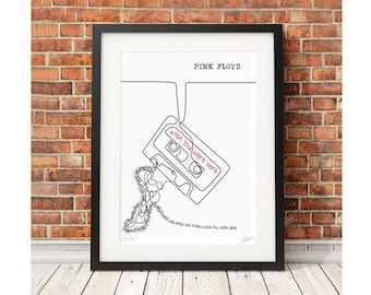 Pink Floyd - Wish You Were Here - limited edition print - song lyrics cassette tape poster wall art personalised wedding