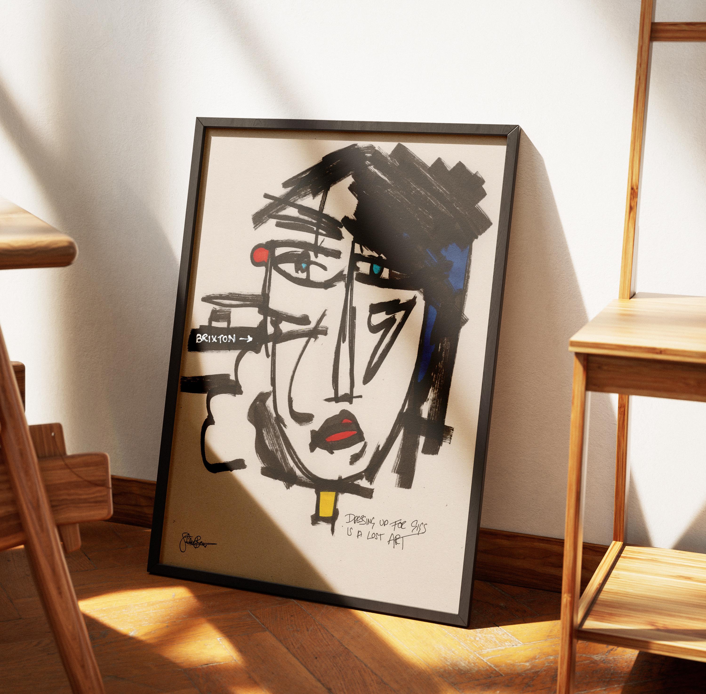絵画 Acrylic painting A3 SIGNED and FRAMED Original Acrylic Painting A3 Mid-century Boho