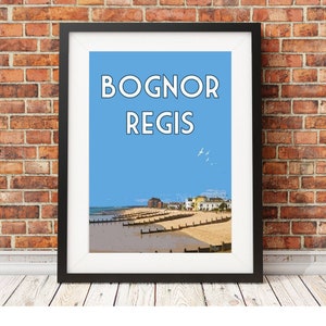 Bognor Regis - Signierter limitierter Druck - Reisekunst Retro Küstenposter Stranddruck