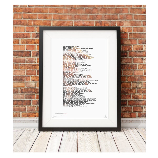 THUNDER ROAD -  poster song lyrics words wall Limited Edition Print typography art