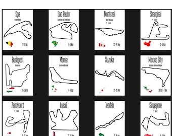 F1 2026 | 24 Printable Circuits Calendar | Formula 1 2026 | 24 Tracks Bundle | PDF PNG SVG