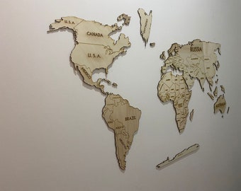 Digital world map for laser cutting, CNC, engraving