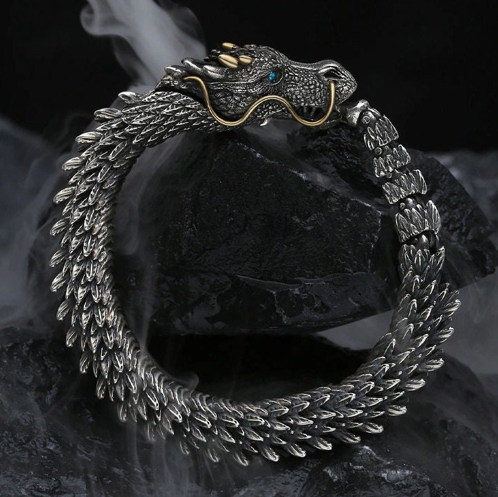Handmade Dragon Chain Bracelet Dragon Silver Bracelet - Etsy