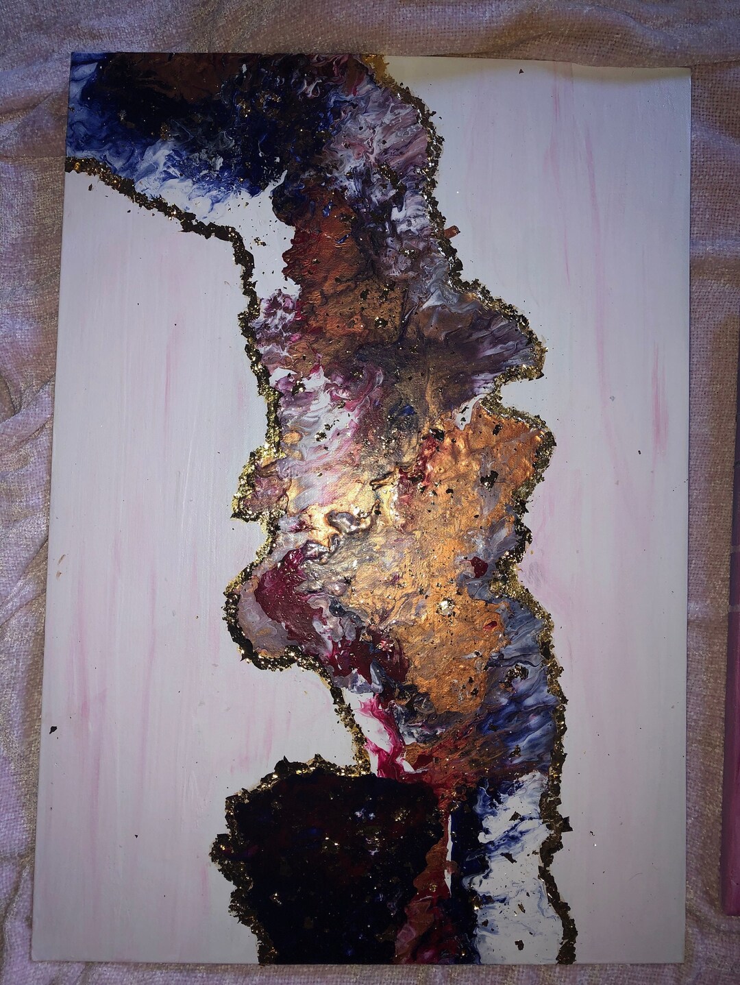 Abstract Acrylic Painting With Gold Leaf Etsy