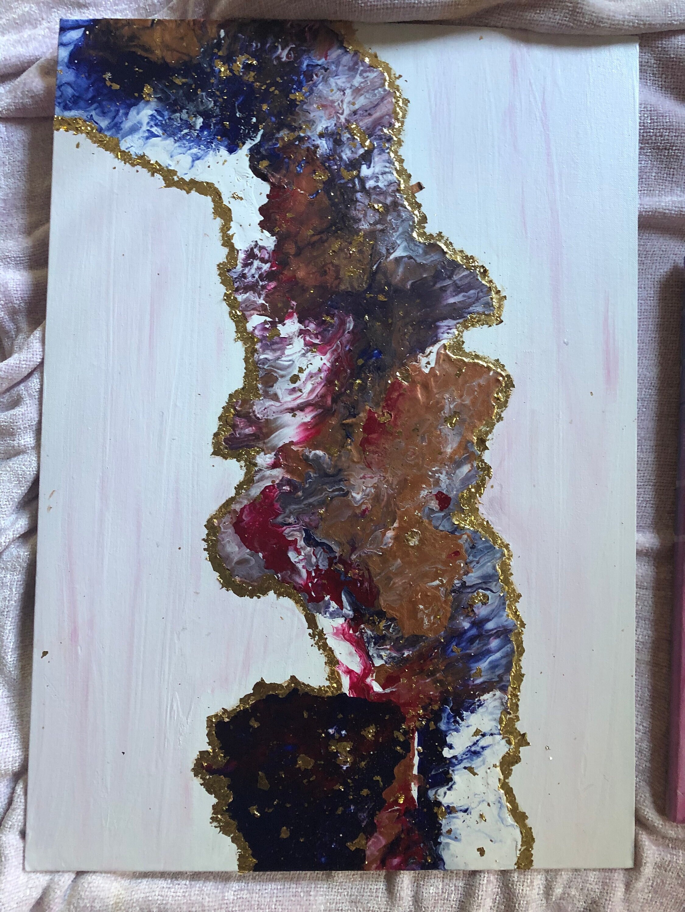 Abstract Acrylic Painting With Gold Leaf Etsy