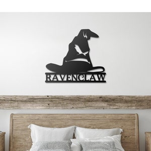 Sorting Hat Metal Wall Art, School of Witchcraft and Wizardry, Steel HP Sign, House of Raven, Home decor, wizarding inspired