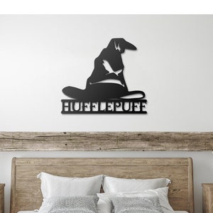 Sorting Hat Metal Wall Art, School of Witchcraft and Wizardry, Steel HP Sign, House of Badger, Home decor, wizarding inspired