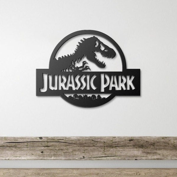Dinosaur Park Metal Wall Sign, Dinosaur Logo art, Gift for Dinosaur enthusiast, steel home decor, for indoor and outdoor use