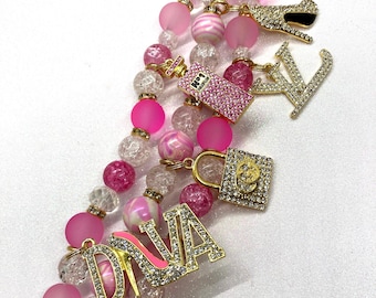 Pink Passion Apple Watch Band * Beaded Watch Band * 38 /40 /41 /42 / 44 / 45 /49 * Charms may vary * Luxury * Women Giftsforher