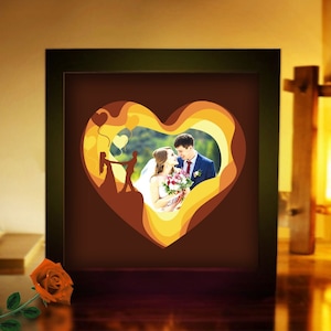 Valentinstag Shadow Box, Foto Rahmen Vorlage, SVG Digital Download Dateien, Schattenbox SVG, Valentinstag Geschenke, Paar Silhouette