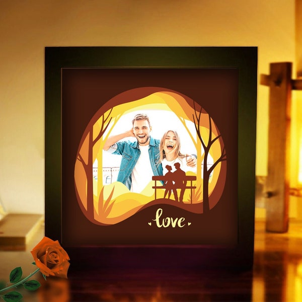 Valentine's Day Shadow Box 2, Photo Frame Template, SVG Digital Download Files, Shadow Box SVG, Valentine's Day Gifts, Couple Silhouette