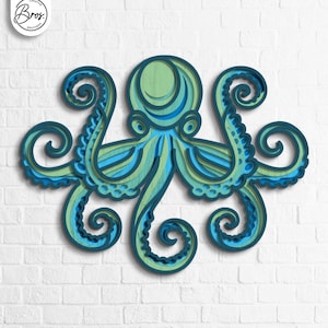 Octopus multilayer SVG, 3D Mandala SVG files, Multilayer Panel for Laser Cutting, Cricut SVG, Plywood cutting, wall art home, Laser cut dxf